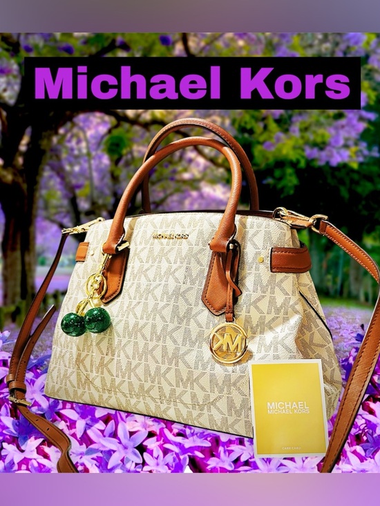 Michael Kors Handbags - Michael Kors shoulder Bag Satchel with Tan Trim & Gold Accents tote bag